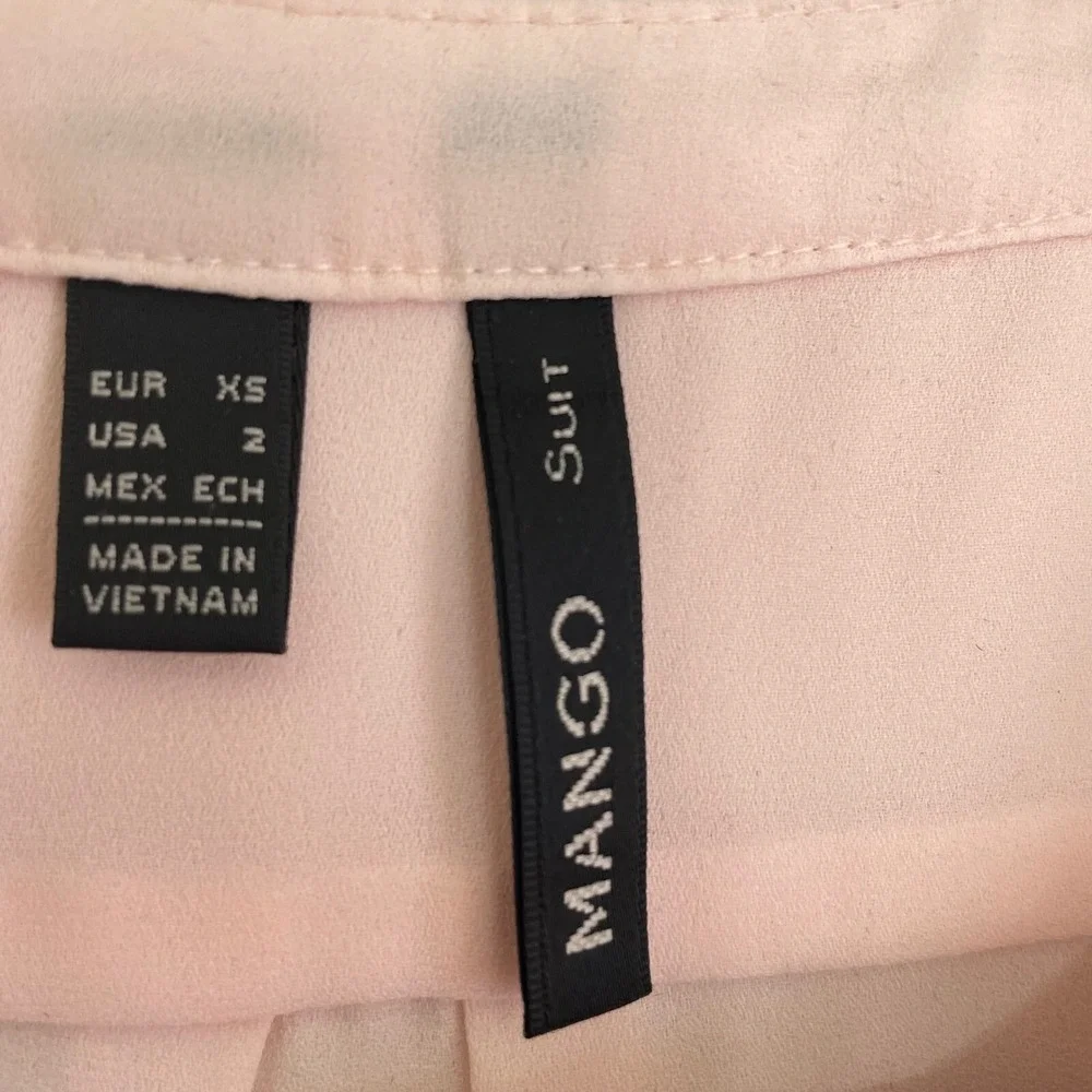 Mango SleevelessWomen Blouse Top Two Pocket Button Down Pink Size S